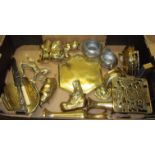 Selection of brass ware including ornaments,