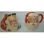 Two Royal Doulton charactor jugs 'Santa Clause' D6704 & 'Merlin' D7117