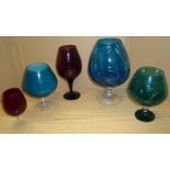 Selection of coloured glass goblets