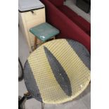 1960/70s retro woven chair and sprung metal framed bar stool (2)