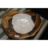 Large rustic hollowed out bowl with Mother of Pearl effect interior