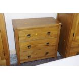 Modern light oak chest of three long drawers