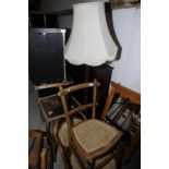 Bentwood style armchair with cane work seat and back, cane seated bedroom chair,