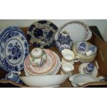Copeland Spode Italian blue and white jug, blue and white plates, small ginger jar etc.