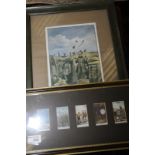 Bruce Bairnsfather type coloured WWI comedy print and similar set of five pictures