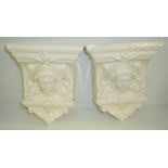 Pair of glazed wall pockets