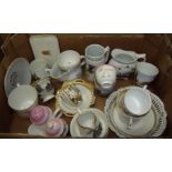 Box of souvenir and crested ware from Scarborough, Redcar, Loftus, Bishop Auckland, Helmsley etc.