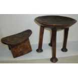 Two hand carved African stools