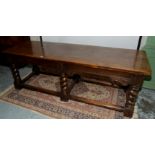 18th/19th C oak refectory table with pla