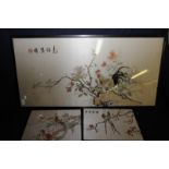 Large framed Japanese embroidered silk w