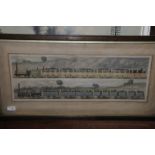 Early framed coloured print 'A Train Of