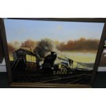 Large framed oil on canvas depicting by