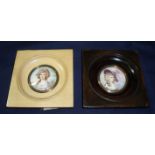 Pair of 19th C portrait miniatures on iv