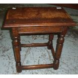 Oak rectangular top joint stool on turned supports