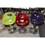 Set of three modern bar stools