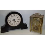 County Quartz brass and glass torchion clock and a wood framed Laura Ashley mantel clock