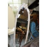 Bevelled edge Cheval mirror with painted and carved wooden frame