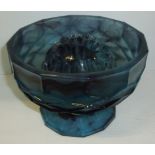 Davidson blue cloud glass bowl with matching blue glass frog