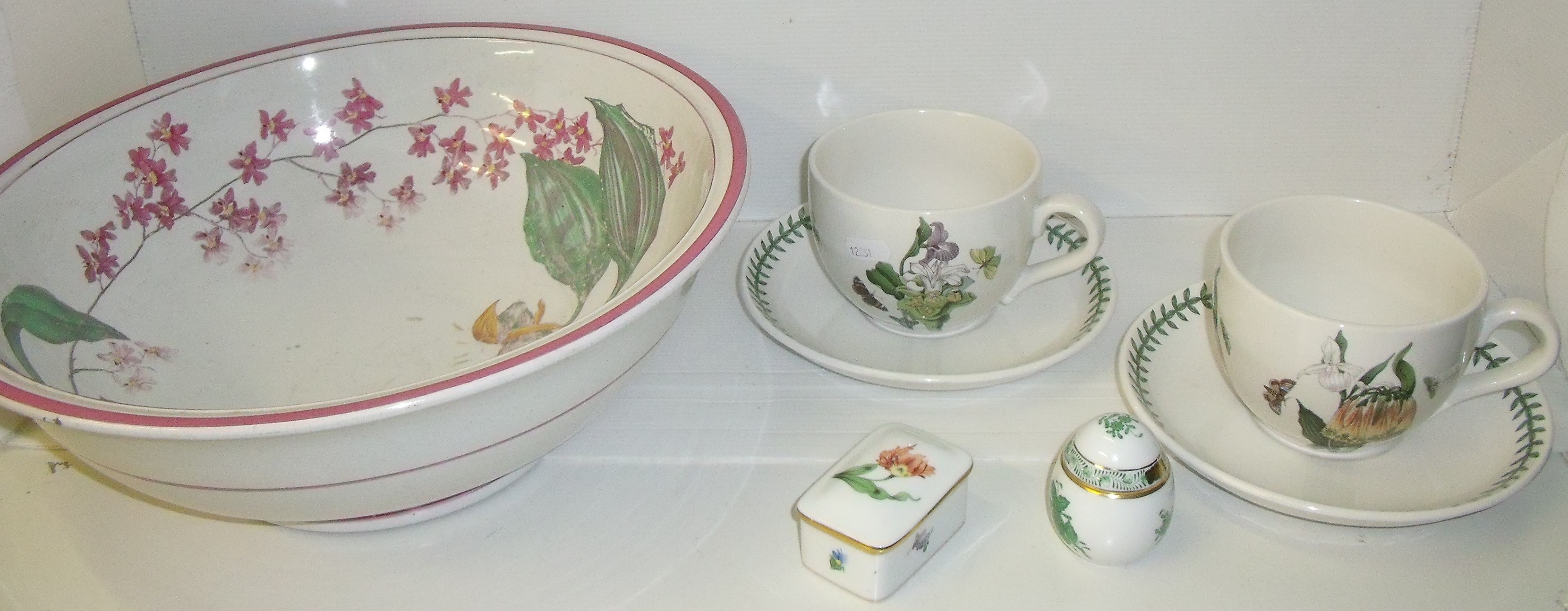 Two large Portmerion breakfast cups and saucers designed by Susan Williams-Ellis,