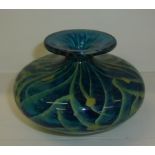 Mdina blue and green squat vase