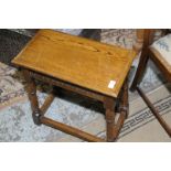 Oak rectangular joint stool on turned supports