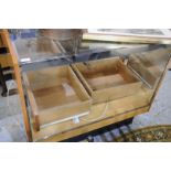 Art Deco style shop display counter in maple effect frame