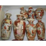 Selection of early 20th C Oriental Satsuma ware vases