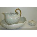 Large Shelley iridescent three piece toilet set comprising shell shaped bowl,