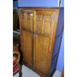 Oak Old Charm double door wardrobe with carved and panelled detail with fitted interior