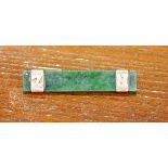 Jade bar brooch with rose gold mounts and initials N & Z