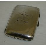 Silver hallmarked cigarette case with engraved inscription 'Tom From Rose December 2nd 1908'