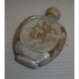 Mother of pearl scent bottle with intricate carved panels and chequer board sides