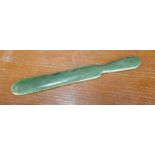 Early carved jade page turner 23cm in length