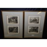 Set of four mounted and framed as a pair