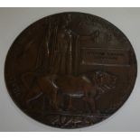 WWi bronze plaque Herbert William Thomps