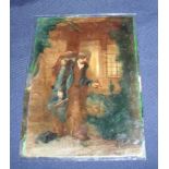 Small 19th C painting mounted on glass p