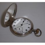 Continental silver cased Full Hunter pocket watch with engine turned detail