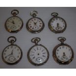Selection of various assorted continental silver and other cased pocket watches (6) A/F