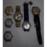 Selection of vintage gents wrist watches including Countess Automatic, Genive Super Automatic, Avia,