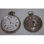 Continental silver cased open faced pocket watch no. 483658 with engine turned detail to the back