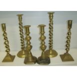 Pair of brass twist stem candlesticks (ht approx.