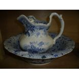 Pekin Sketches blue & white jug and a blue & white bowl (not matching)