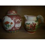 Chinese ginger jar and Wedgwood jug with hunting scene