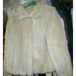 Ladies cream short faux fur jacket