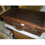 Leather and canvas suitcase made by James Beal Scarborough