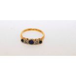 Diamond and sapphire ring in 8ct gold an