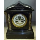 Victorian black slate mantel clock with