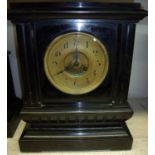 Victorian slate mantel clock with brass