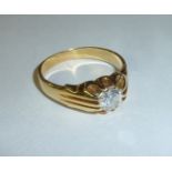 Gents 18ct gold diamond solitaire ring a