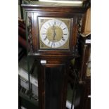 Oak cased grandmother clock with brass a